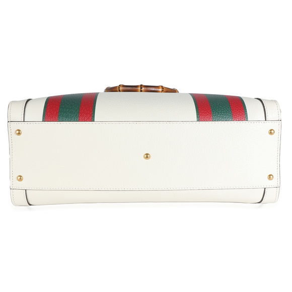 Gucci White Textured Dollar Calfskin Web Large Diana Tote - Picture 7 of 8